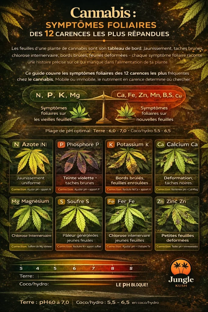 infographie Cannabis symptômes foliaires
