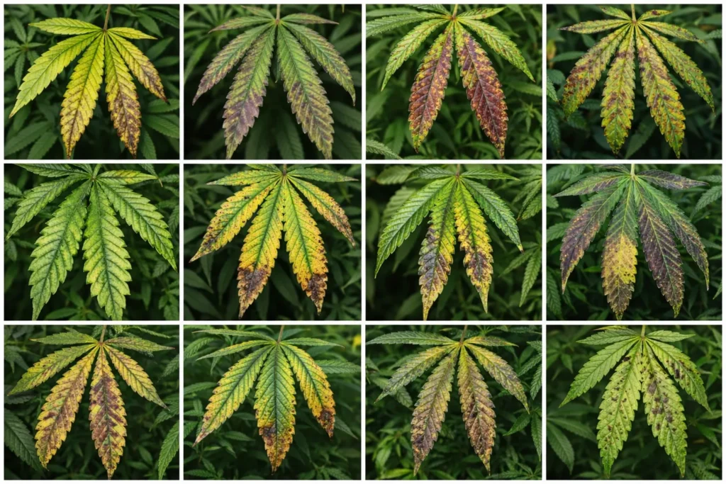 cannabis symptômes foliaires