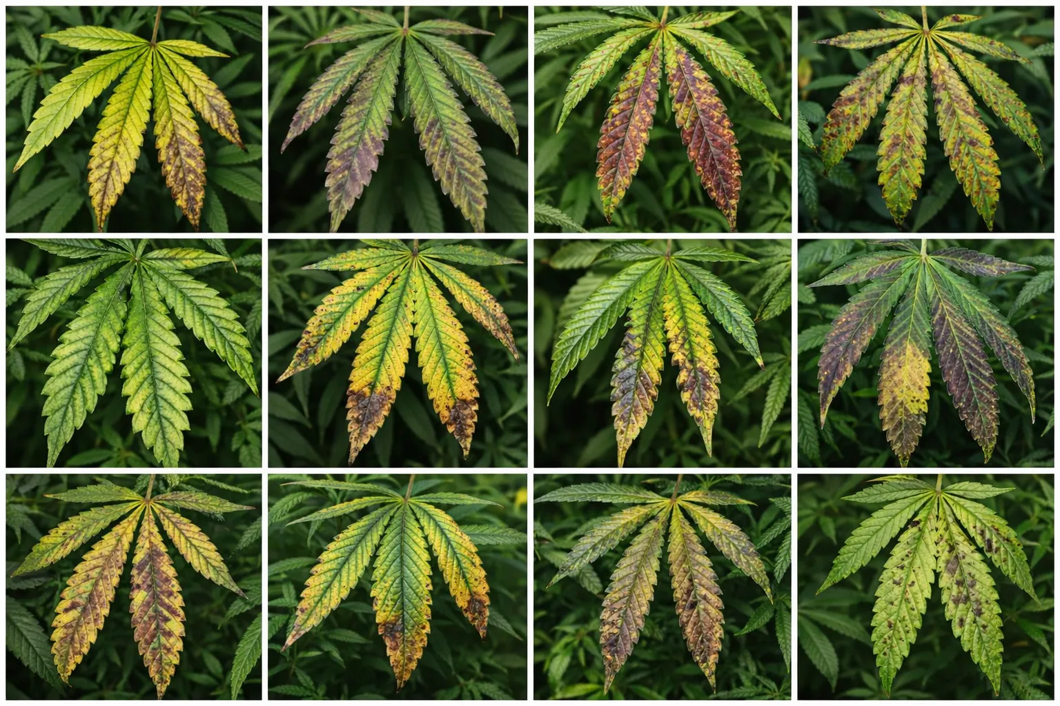 cannabis symptômes foliaires