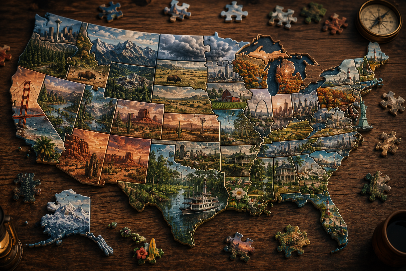 Les États-Unis grand puzzle, État par État